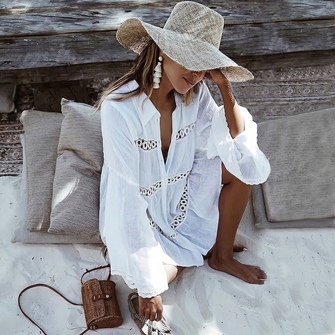 Lace Shirt Beach Cover Up